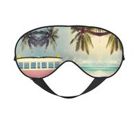 Beach Seaside Scene Double Sided Sleep Mask, Adjustable Blackout, Silk-Like Eye Mask for Sleeping,Travel, Soft, Breathable, Lightweight Comfortable Blindfold