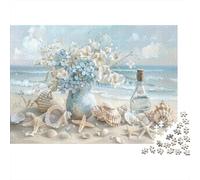 Beach Shell Bouquet 1000 Pieces Jigsaw Puzzles Coastal Shell Decor Cardboard for Men&Women Stress Relief Seekers 52x38cm/1000pcs