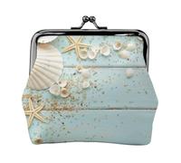 Beach Shell Sea Collection Vintage, PU Leather Coin Purse, Small Wallets, Change Pouch with Kiss Lock Clasp Buckle, Change Purse