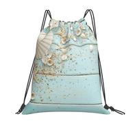 Beach Shell Sea Collection Vintage Water Drawstring Backpack Resistant String Bag for Women Men Sports Gym Sackpack