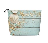 Beach Shell Sea Starfish, Cosmetic Bag Imitation Linen Makeup Bag Portable Travel Toiletry Bag