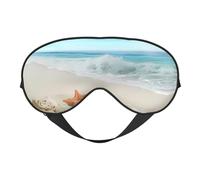 Beach Shell Starfish Print Soft Eye Mask – Elastic Nighttime Shade, Light-Proof Blindfolds for Plane, Yoga, Travel