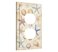 Beach Shells and Starfish Light Switch Cover Plates/Outlet Covers, Ocean Wall Accents, Summer Coastal Theme, Thermoplastic Wall Plates, Standard Size Single Duplex Outlet