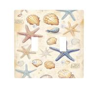 Beach Shells and Starfish Light Switch Cover Plates/Outlet Covers, Ocean Wall Accents, Summer Coastal Theme, Thermoplastic Wall Plates, Standard Size Double Toggle