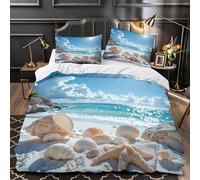 Beach Shells Duvet Cover 3D Design Printed Hotel Quality 3PCs Bedding Set Zipper tropical Seaside Comforter Cover Durable All Season for Adults Kids Teens Youth Women Girls Boys King（220x240cm）