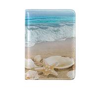 Beach Shells on Sea Shore Genuine Leather Travel Passport Covers, Microfiber Leather Travel Wallet Holder Case Protector for Women and Men