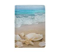 Beach Shells on Sea Shore Genuine Leather Travel Passport Covers, Microfiber Travel Cards Wallet Holder Case Protector for Women and Men
