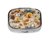 Beach Shells Pattern,Meta Pill Box 2 Compartment Medicine Case,Portable Organizer