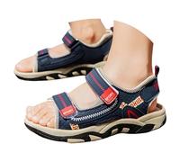 beach shoes kids boys open toe sandals with adjustable straps, navy red summer walking footwear, cushioned look sole for holidays, garden play, poolside and casual outdoor we (Blue, 11.5 Little Child)