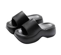 Beach Shoes Women's Sandals Thick Sole Cloud Shoes Super Soft Bath Slippers Thick Foam Comfortable Bathing Shoes Lightweight Wide Feet for Men and Women Bathing Slippers Beach Mules, black, 6 UK