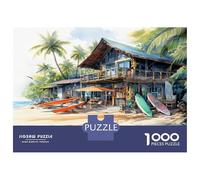 Beach Shop Family Puzzles 1000 Pieces with High Definition Print Centenary Jigsaws Beach Surf Hut for A Sustainable Hobby As Wall Art Puzzle 38x26cm/1000pcs