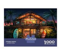 Beach Shop Year in Pictures 1000 Piece with Clean Edges Jigsaw Puzzles Tropical Surf Cabin As Dementia Friendly Activities for Concentration Games 38x26cm/1000pcs
