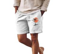 Beach Shorts for Men UK Breathable Lightweight Beaching Trunks 2D Printed Quick-Drying Halfpants Stylish Smart Summer Pants Loose Fit Soild Color Casual Short with Elasticated Waist Drawstring White