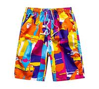 Beach Shorts for Men UK Swim Trunks with Pockets Quick Dry Bathing Suits Surfing Board Short Elasticated Waist Drawstring Half Pants Breathable Stretch Lightweight Swimsuits for Casual Orange