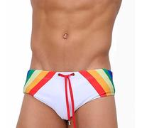Beach Shorts Men - Men's Swim Trunks Featuring a Rainbow Design and Integrated Support Pouch for Comfort and Style