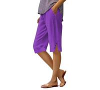 Beach Shorts Women Summer Knee Length Beach Bermuda Shorts Ladies Loose Casual Drawstring Capri Pants Comfy Lounge Cropped Trousers with Pockets My Orders Purple