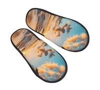 Beach Slippers for Women Men Sunset Sea Non-Slip House Slippers Indoor Comfy Fuzzy Footwear Memory Foam Bedroom Travel Shoes M