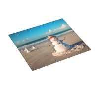 Beach Snowman Printed Dish Drying Mat 46x41CM Dish Drying Pad Highly Absorbent Microfiber Kitchen Counter Mat for Dishes Drainer