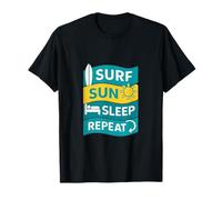 Beach Squad Surf Sun Sleep Repeat Summer Print T-Shirt