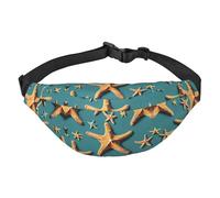 Beach Starfish Adjustable Belt Hip Bum Bag Fashion Water Resistant Hiking Waist Bag for Traveling Casual Running Hiking Cycling, Black, One Size