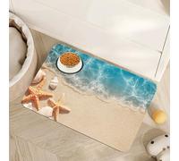 Beach Starfish Dog Food Mat for Floors,Cute Seashell Absorbent Pet Food and Water Bowl Mats,Non-Slip Pet Feeding Mat,Pet Supplies 12" x 20"