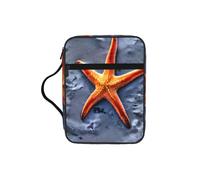 Beach Starfish Print Bible Cover Lightweight Tablet Sleeve Durable Makeup Bag Pencil Case for Church School Travel