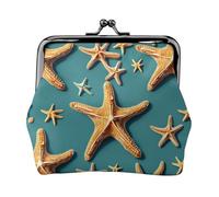 Beach Starfish print Coin Purse Small Change Purse Card Holder Coin Pouch Small Wallet for Women and Men, Black, One Size, Vintage