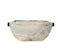 Beach Starfish Printed waist bag with large capacity and double pockets, suitable for travel and sports.