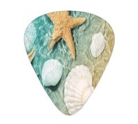 Beach Starfish Scallop,12 Pcs Guitar Pick,3 Different Thickness Plectrums for Acoustic Guitar Bass Ukulele (0.46mm 0.96mm 0.71mm)