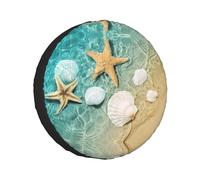 Beach Starfish Scallop Christmas Single Axle Wheel Covers,Fits Tires Single Buckle For Rvs,Trucks,All Year Round