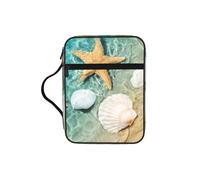 Beach Starfish Scallop Print Bible Cover Case, Carrying Book Case with Durable Handle Bible Protective Church Bag for Men Women