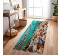 Beach Starfish Seashells Ocean Hallway Runner Rug 120x300 cm, Nature Non-Slip Washable Runner Long Carpets for Entryway Kitchen Laundry Room Bathroom Bathroom, Colorful Easy Clean Non Shedding Rugs