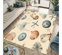 Beach Starfish Shells 3D Printing Bedroom Carpet 140 X 200 Cm - Indoor Doorway Non-Slip Floor Mat Carpet - Soft Touch - Polyester - Easy To Clean - Suitable For Dining Room, Kitchen, Ta /2610734142044