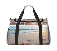 Beach Starfish2 print Carry on Luggage for Women Men Shoulder Weekender Crossbody Bag for Yoga Travel Must Haves, Black, One Size