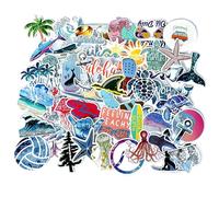 Beach Stickers 100 Pcs, Waterproof Vinyl Stickers for Marine Life Lovers, Ocean Stickers for Luggage Suitcases, Water Bottle, Bicycle Helmet