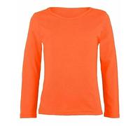 Beach Stone® Girls Boy Kids Plain Basic Long Sleeve Round Neck T-Shirt Stretch School Tee Top Kids Long Sleeve Round Neck T-Shirt Stretch Uniform PE School Tee Top 2-13 Years Neon Orange