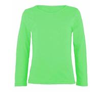 Beach Stone® Girls Boy Kids Plain Basic Long Sleeve Round Neck T-Shirt Stretch School Tee Top Kids Long Sleeve Round Neck T-Shirt Stretch Uniform PE School Tee Top 2-13 Years Neon Green