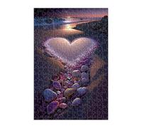 Beach Stone Heart Puzzle 500 Pieces, Fun Challenging Puzzle Games, Difficult Jigsaw Puzzles for Adults 500 Pieces