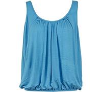 Beach Stone Ladies Bubble Hem Vest Women's Vests Sleeveless Bubble Hem Top Ladies Straps Vest Pleated Scoop Neck Elasticated Stretch Hem Summer Jersey Tank Top Loose fit Size 8-26 Turquoise