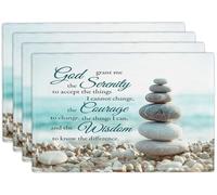 Beach Stone Placemats Set of 4 Coastal Serenity Prayer Table Mats Washable Place mats for Party Kitchen Dining Decoration 12x18 Inch