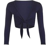 Beach Stone® Womens Long Full Sleeves Ladies Stretch Bolero Cropped Cardigan Front Tie Knot Shrug Top Women's Plain Bolero Front Tie Knot Shrug - Ladies Long Sleeve Cropped Cardigan Top Navy
