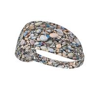 Beach Stones Pattern Print Sports Headbands For Men Women, Moisture Wicking Sweat Band Elastic Wide Hair Bands,For Running, Cycling, Basketball, Gym Exercise, Football