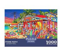 Beach Store Jigsaw Puzzles Puzzle for Adults Kids. 1000 Pieces Crowded with Summer Gear Impossible Challenge Toy Educational Games Home Decoration for Educational Games Gifts 38x26cm/1000pcs