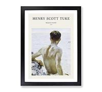 Beach Study By Henry Scott Tuke Exhibition Museum Painting Framed Print | A2 Black Framed Wall Art | Ready to Hang | Modern Beach Picture | Living Room Bedroom Lounge Office