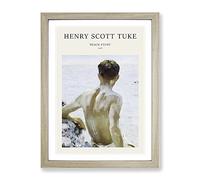 Beach Study By Henry Scott Tuke Exhibition Museum Painting Framed Print | A2 Oak Framed Wall Art | Ready to Hang | Modern Beach Picture | Living Room Bedroom Lounge Office