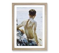 Beach Study by Henry Scott Tuke Framed Print | A2 Oak Framed Wall Art | Ready to Hang | Modern Beach Picture | Living Room Bedroom Lounge Office