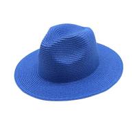 Beach Summer Hats for Women Women Men Packable Sun Straw Hats Adjustable Summer Panama Fedora Wide Brim UPF 80+ Foldable Packable Straw BeachHat for Beach Vacation Travel Blue