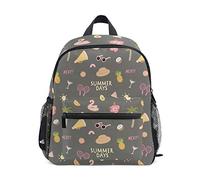 Beach Summer Swan Toddler Backpack Bookbag Mini Shoulder Bag for 1-6 Years Travel Boys Girls Kids with Chest Strap Clip Whistle