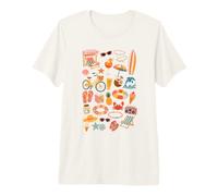 Beach Summer Tropical Vacation Surf Beach Cute Summer Icons Premium T-Shirt