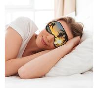 Beach Sunrise and Backlit Palm Tree Print Soft Eye Mask for Sleep Mask Sleep Eye Mask for Women Men Sleeping Sleeping Travel
